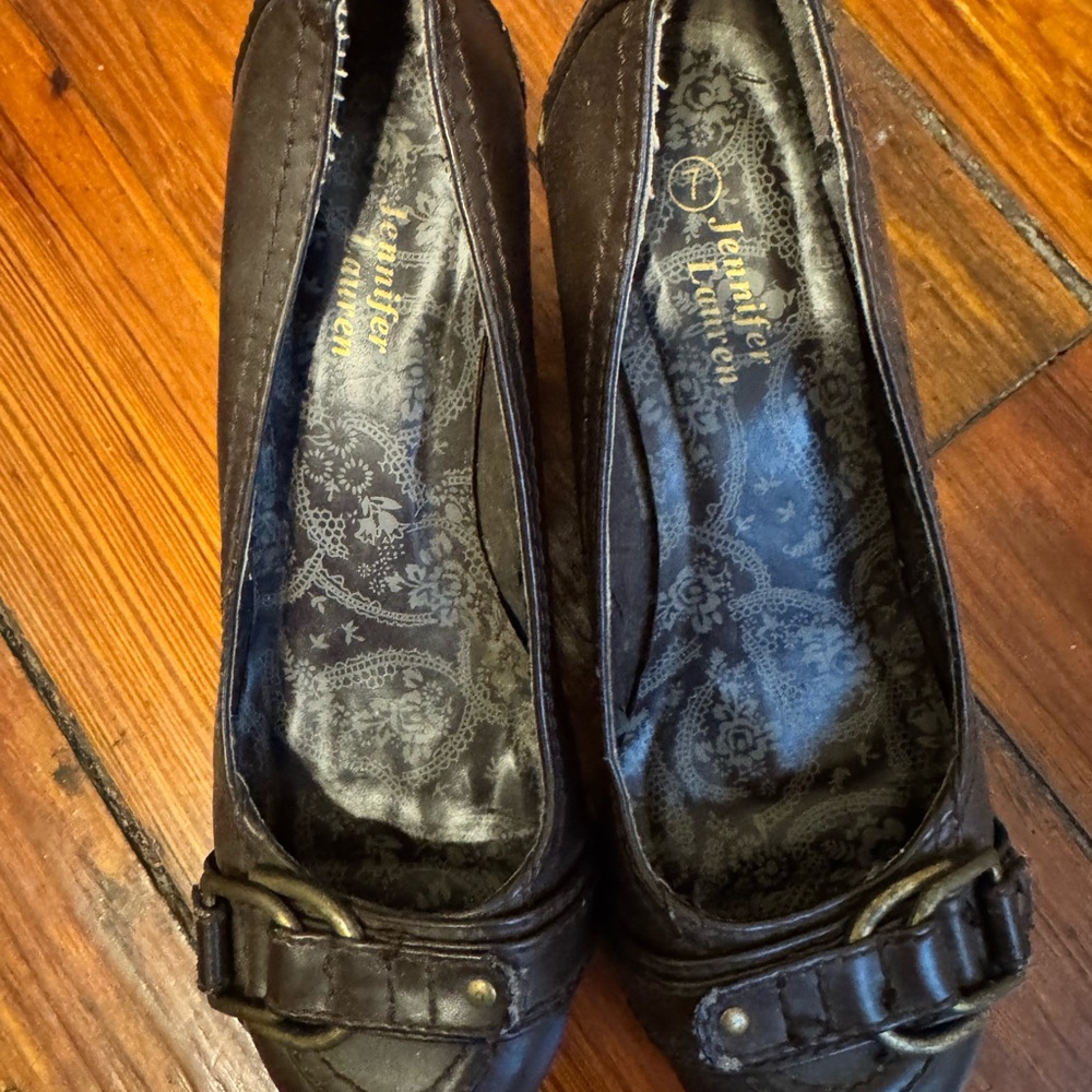 Jennifer Lauren Brown wedge heels